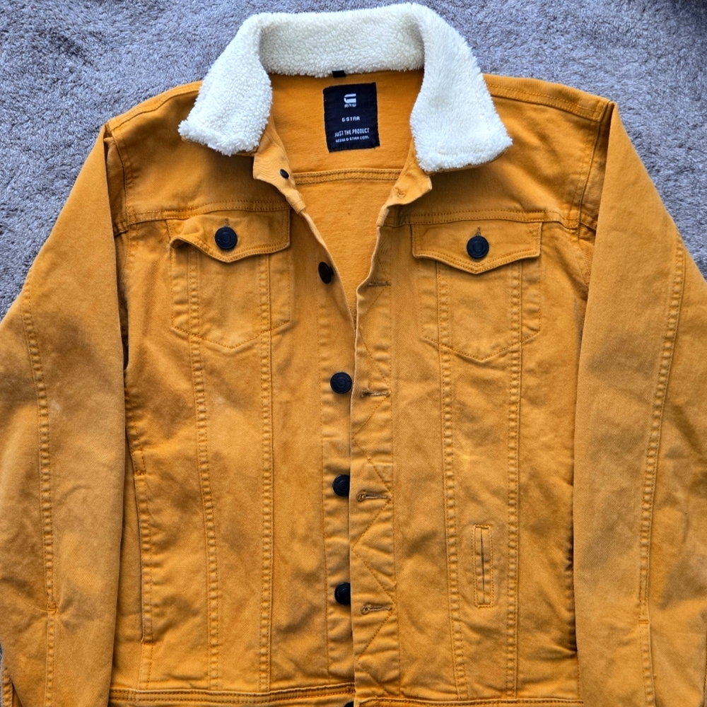 G-Star RAW Denim jacket with sherpa collar